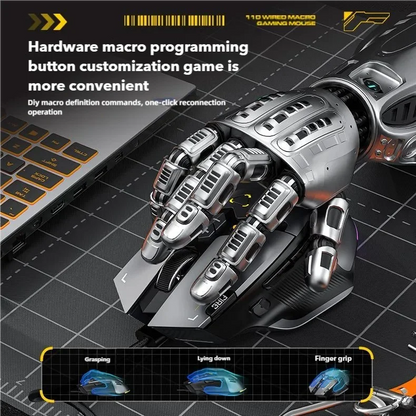 Gaming mouse with mechanical design on a grid background