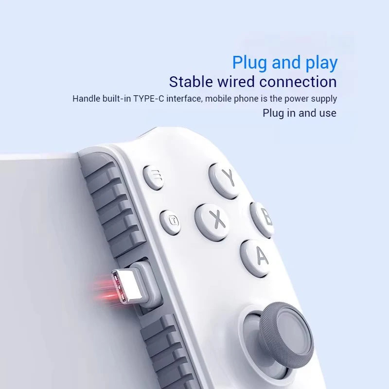 Control joystick with TYPE-C interface on a light blue background