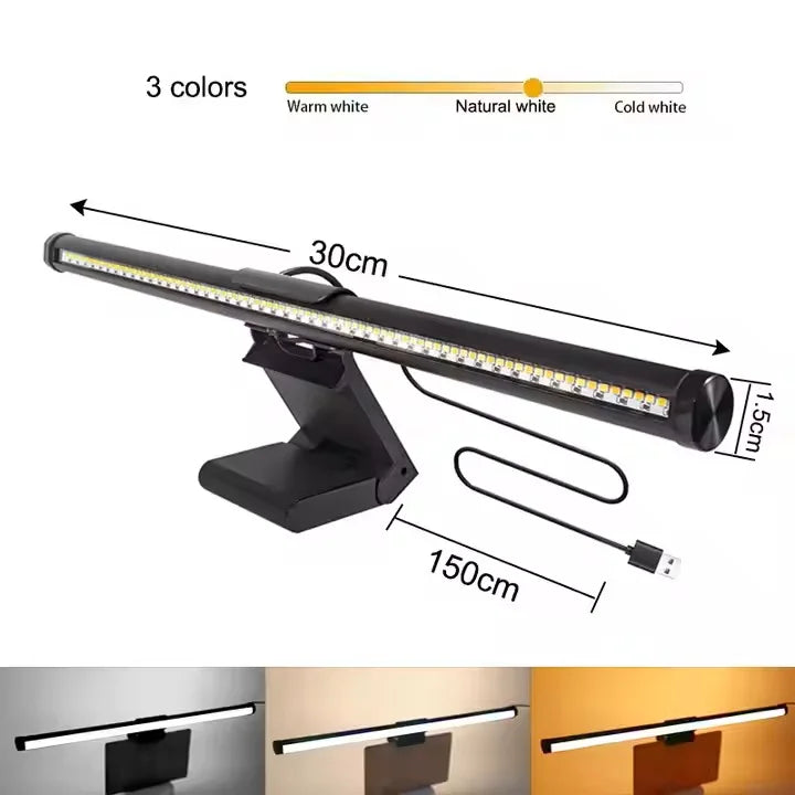 LED strip light with dimensions and color options on a white background