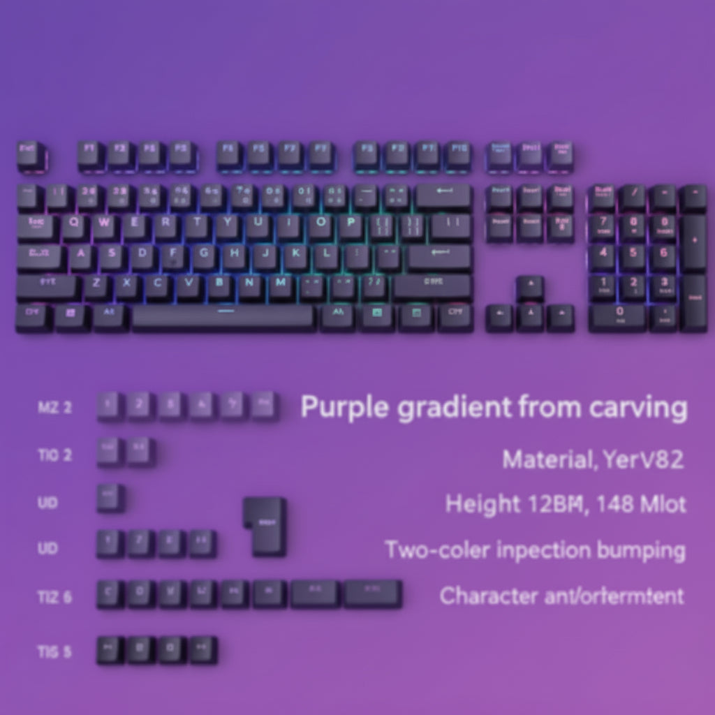 Mechanical keyboard with purple gradient on a purple background