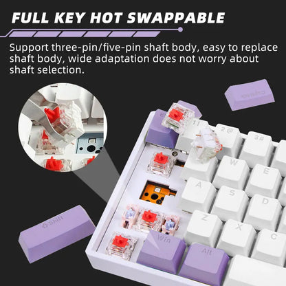 Mechanical keyboard with hot-swappable keys on a black background