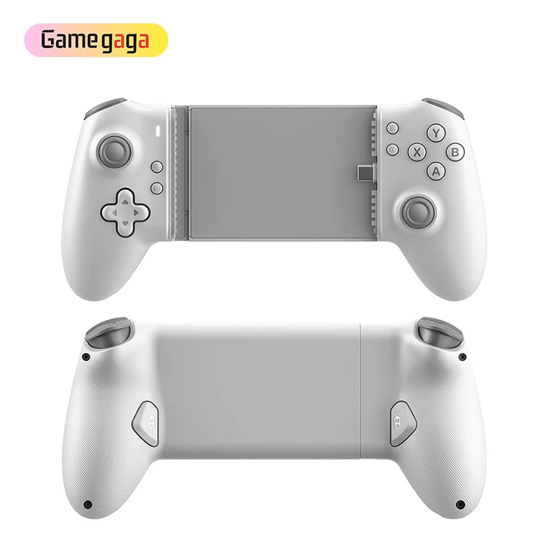 Gaming controller with screen and buttons on a white background, featuring the Gamegaga brand.