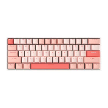 Keyboard with pink and beige keys on a white background