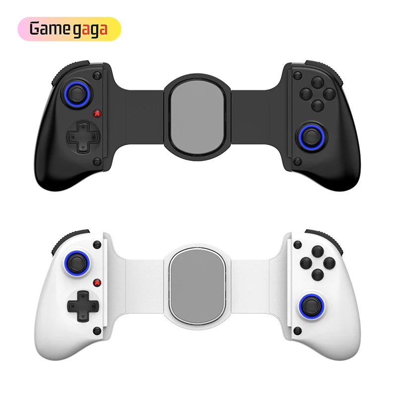 Two gaming controllers, one black and one white, with 'Gamegaga' branding.