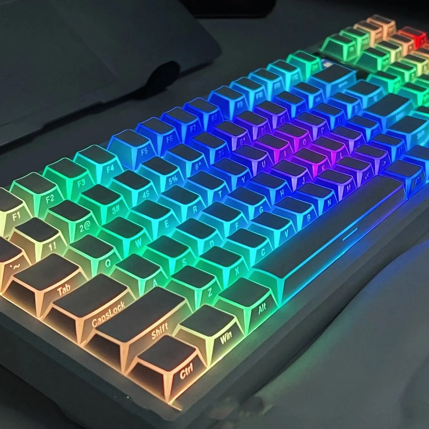 Glowing RGB keyboard on a dark background
