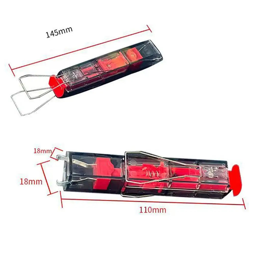 Measurement chart of a red and black tool with dimensions labeled.