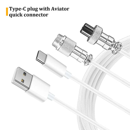 USB Type-C cable with Aviator quick connector on a white background