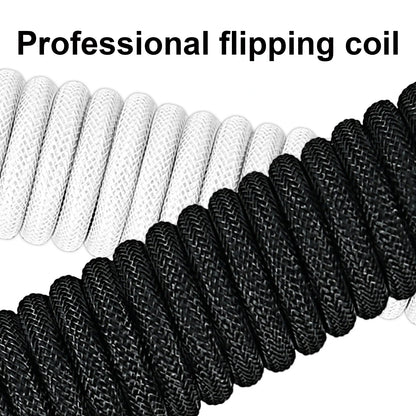Black and white coiled hose with text 'Professional flipping coil' on a white background