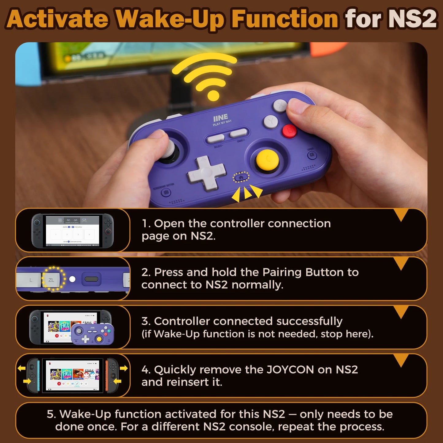 IINE Pocket Retro Game Controller - Hall Effect, 1000Hz, Portable Mini Gamepad