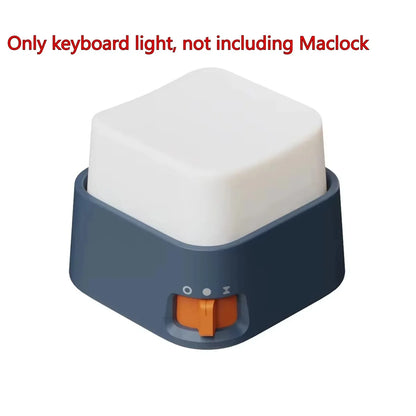 Hexagonal keyboard light with white top and blue base on a white background