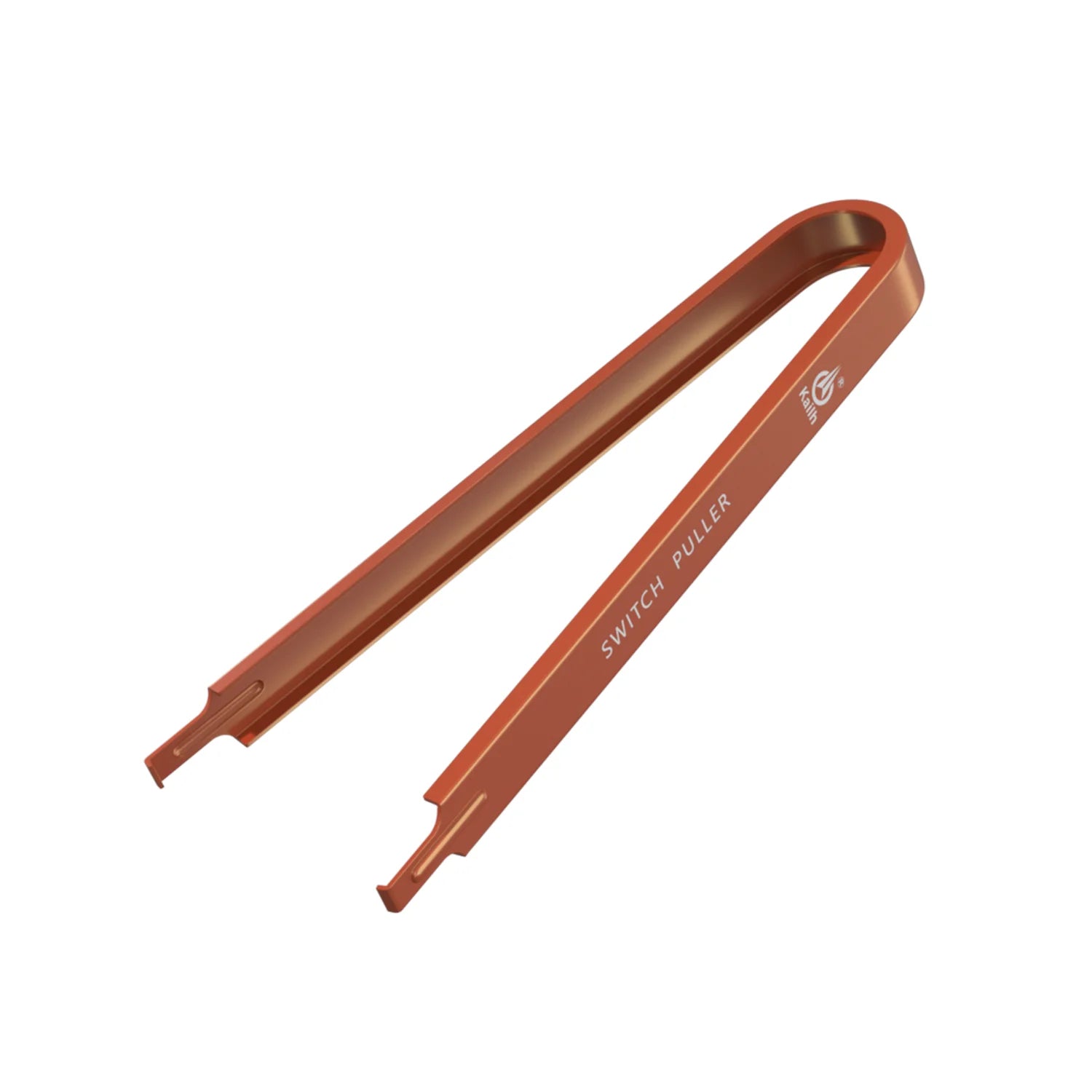 Metallic switch puller tool on a white background