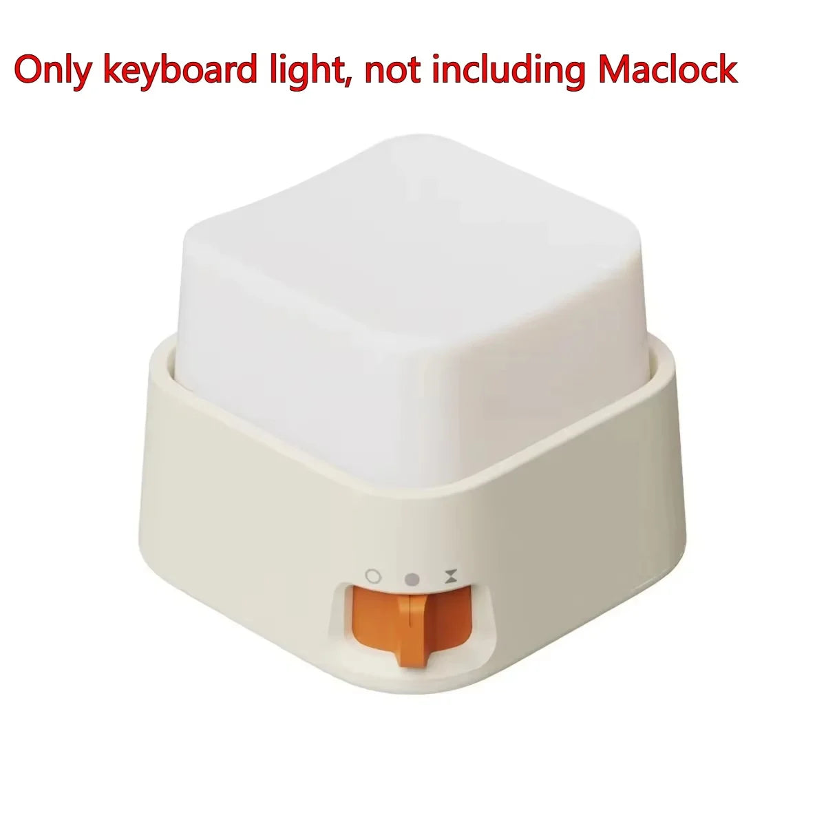 White keyboard light on a white background with text indicating it's only for keyboard lights and not including Maclock.