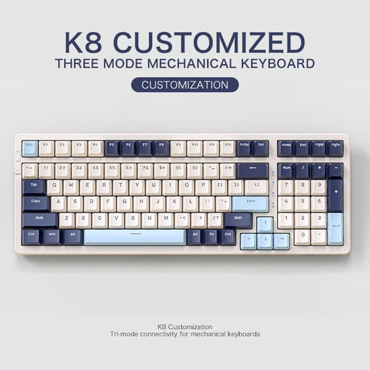K8 Customized three mode mechanical keyboard on a light gray background