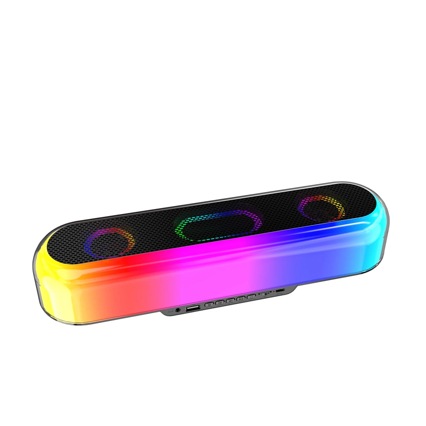 Colorful LED light bar on a white background