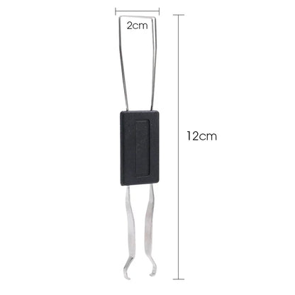 Measurement chart of a black rectangular object with white strings on a white background