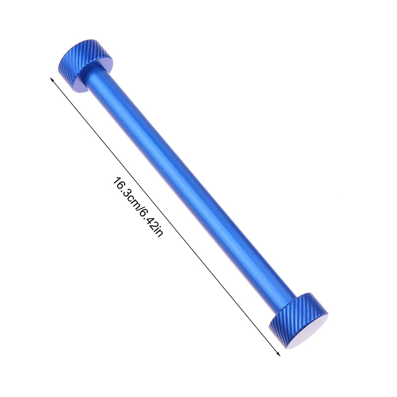 Blue cylindrical tool with hexagonal head on a white background