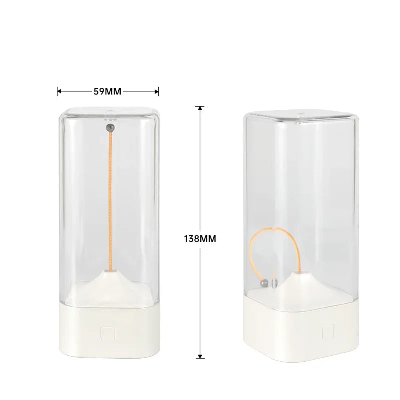 Two cylindrical wall lights with dimensions indicated on a white background