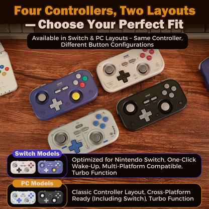 IINE Pocket Retro Game Controller - Hall Effect, 1000Hz, Portable Mini Gamepad