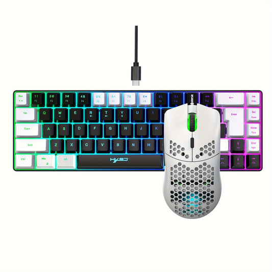 Gaming keyboard and mouse set with RGB lighting on a white background