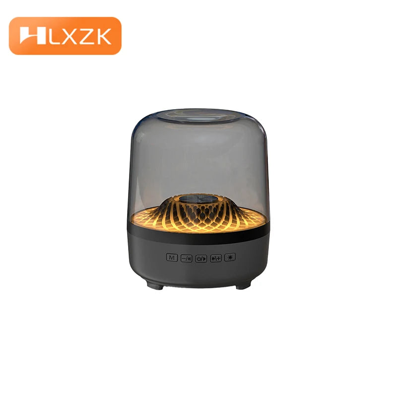 Decorative lamp with glowing interior on a white background, featuring the HLXZK brand.