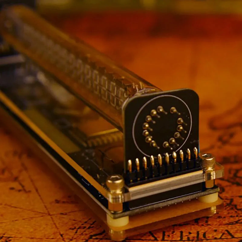 Close-up of a small electronic component on an old map background