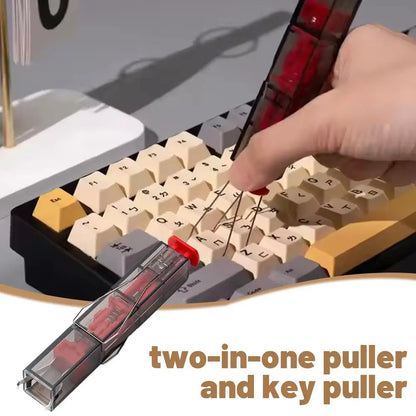 Two-in-one puller and key puller tool with keys being pulled out.