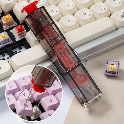 Keyboard switch tester with close-up of a keycap and switch