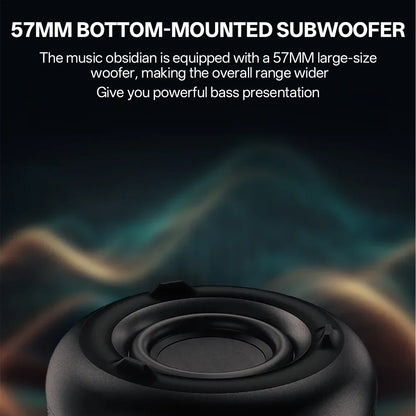 57mm bottom-mounted subwoofer with text on a dark background