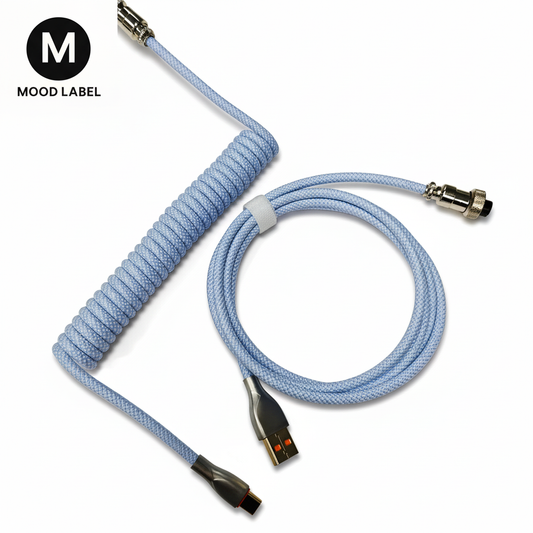 Blue Aviation Cable with Mood Label Logo - Clean Background